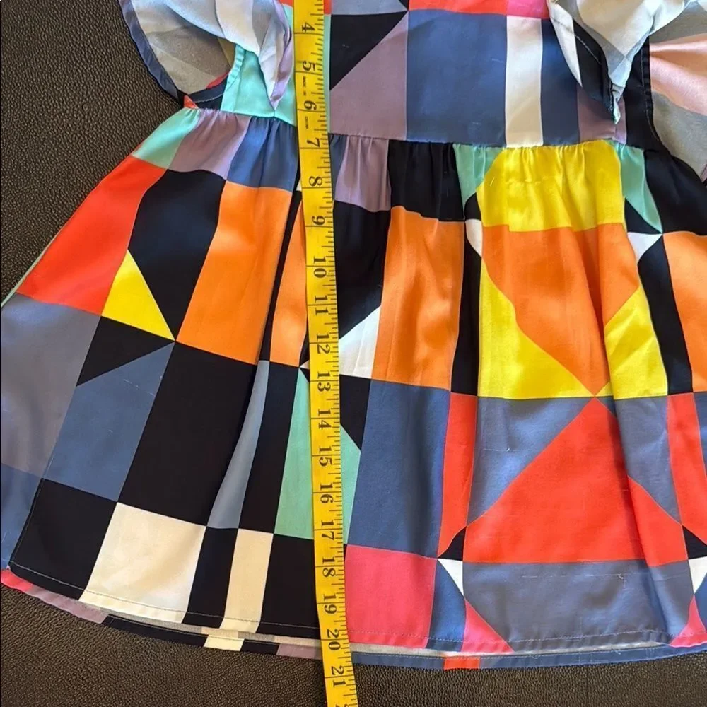 BritonCourt Colorful Geometric Dress with Flutter Sleeves size 2